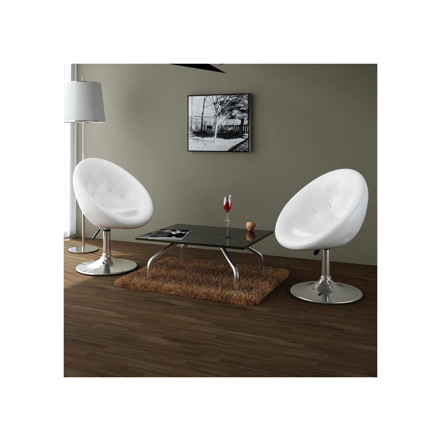 Tabourets de bar lot de 2 blanc similicuir