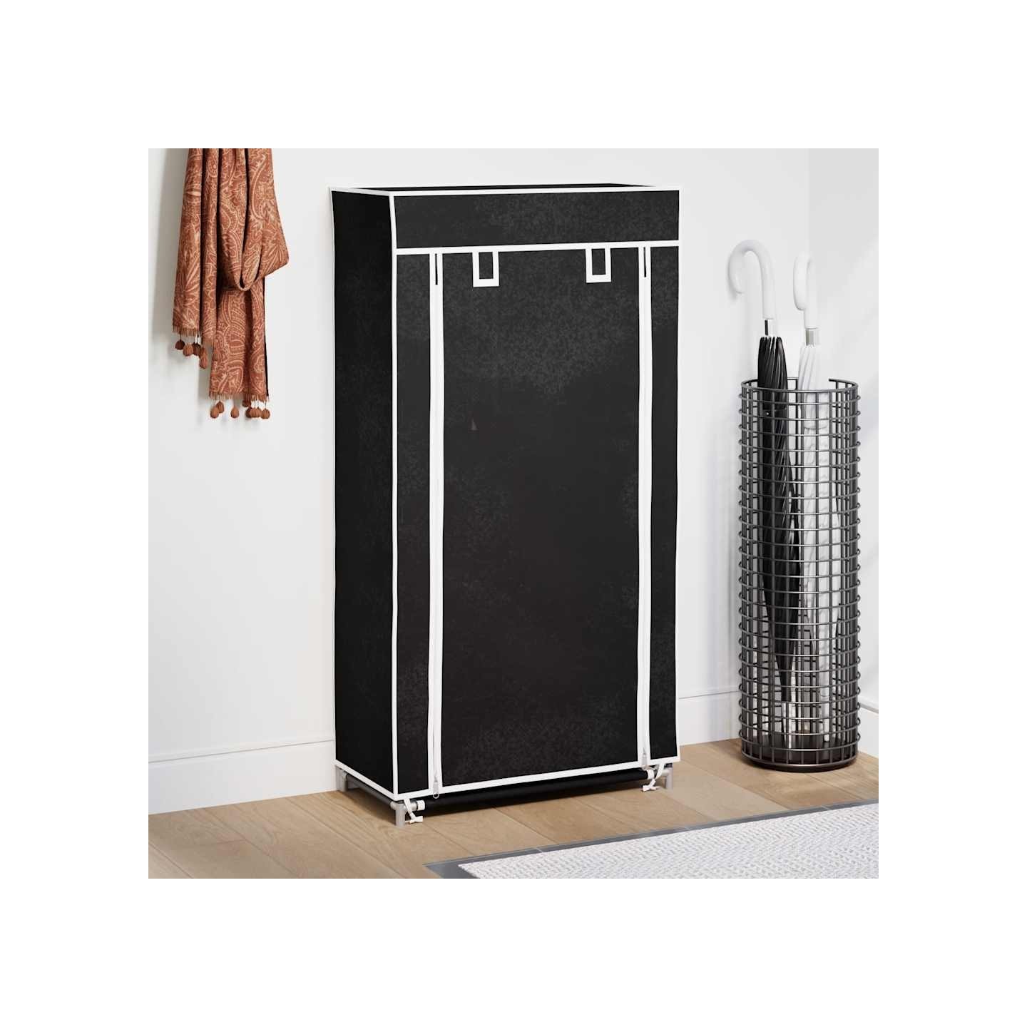 Armoire à chaussures avec housse 58 x 28 x 106 cm Tissu Noir