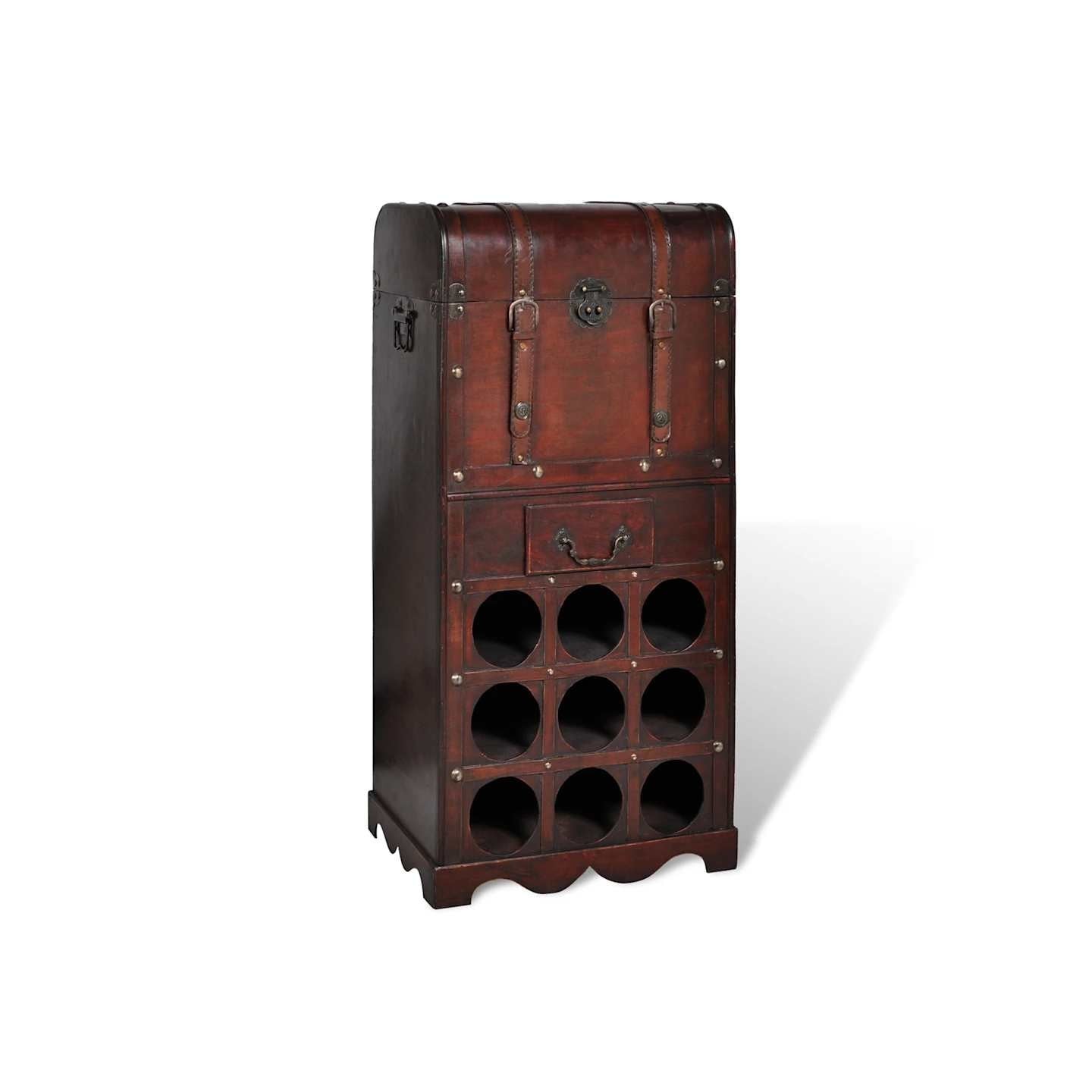 Casier à bouteilles avec rangement pour 9 bouteilles Bois