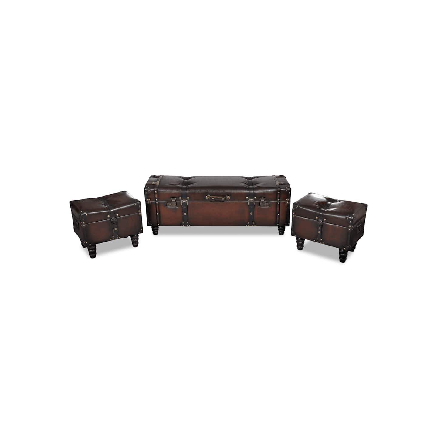 Ensemble de bancs de rangement 3 pcs Marron