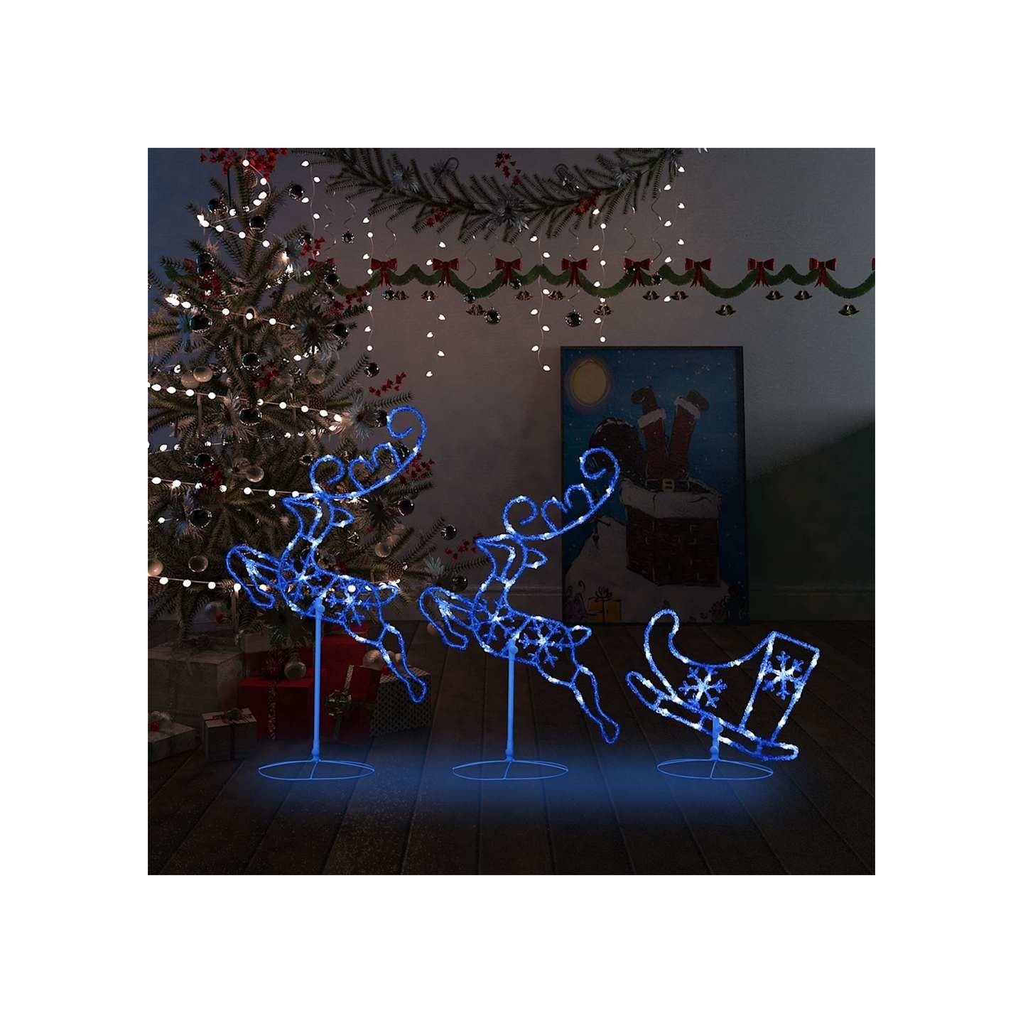 Renne/traîneaux Noël volant Acrylique 260x21x87 cm Bleu