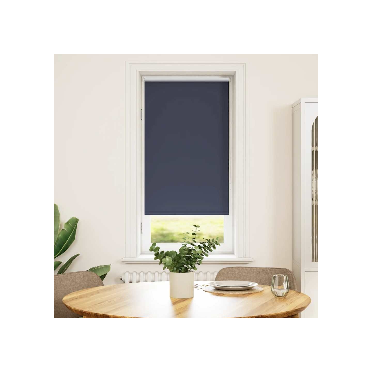 Store enrouleur occultant 44,4 x 100 cm, largeur du tissu 40 cm, bleu marine