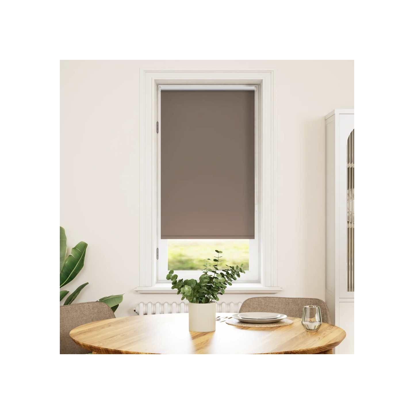 Store enrouleur occultant 64,4x120cm tissu de 60cm couleur café