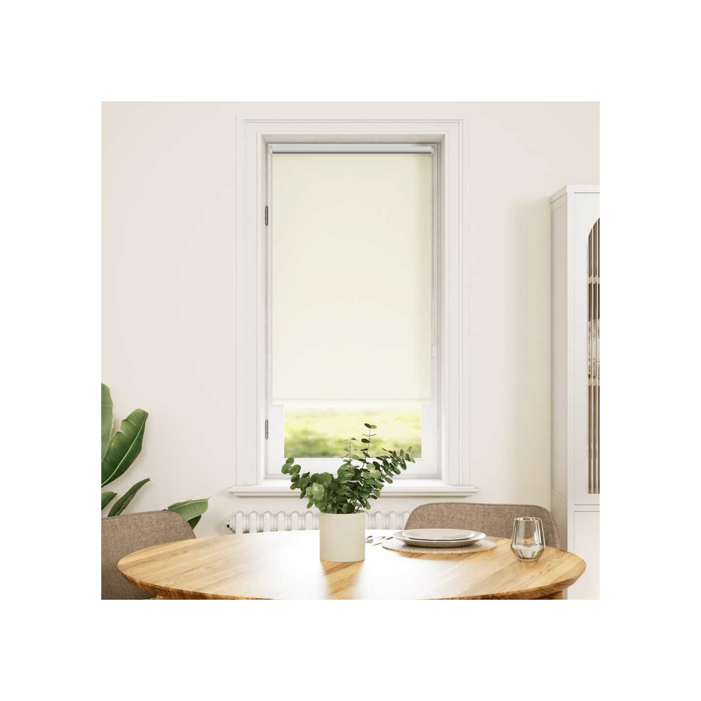 Store enrouleur occultant 44,4 x 100 cm, largeur du tissu 40 cm, blanc cassé