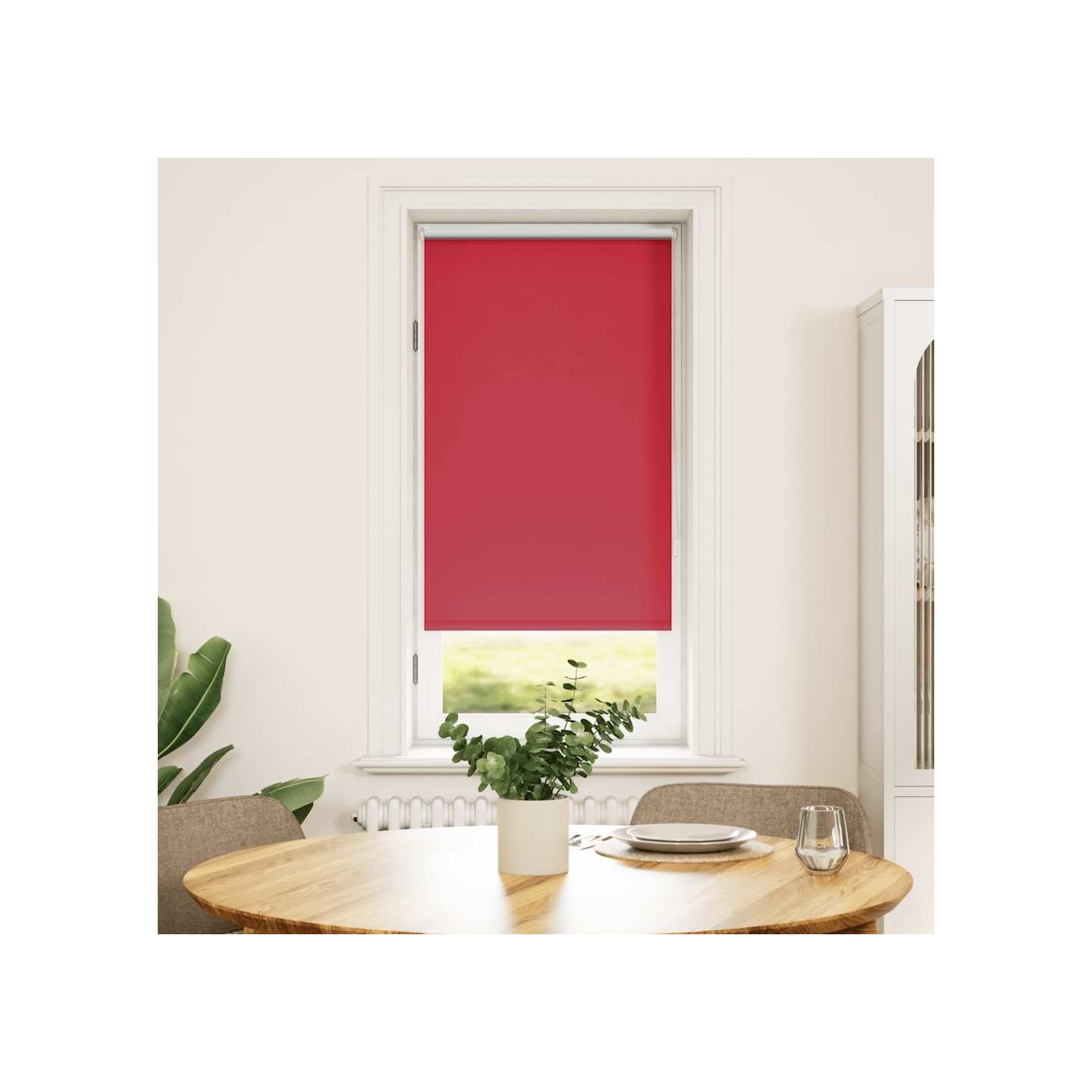 Store enrouleur occultant 64,4x120 cm tissu de 60 cm rouge