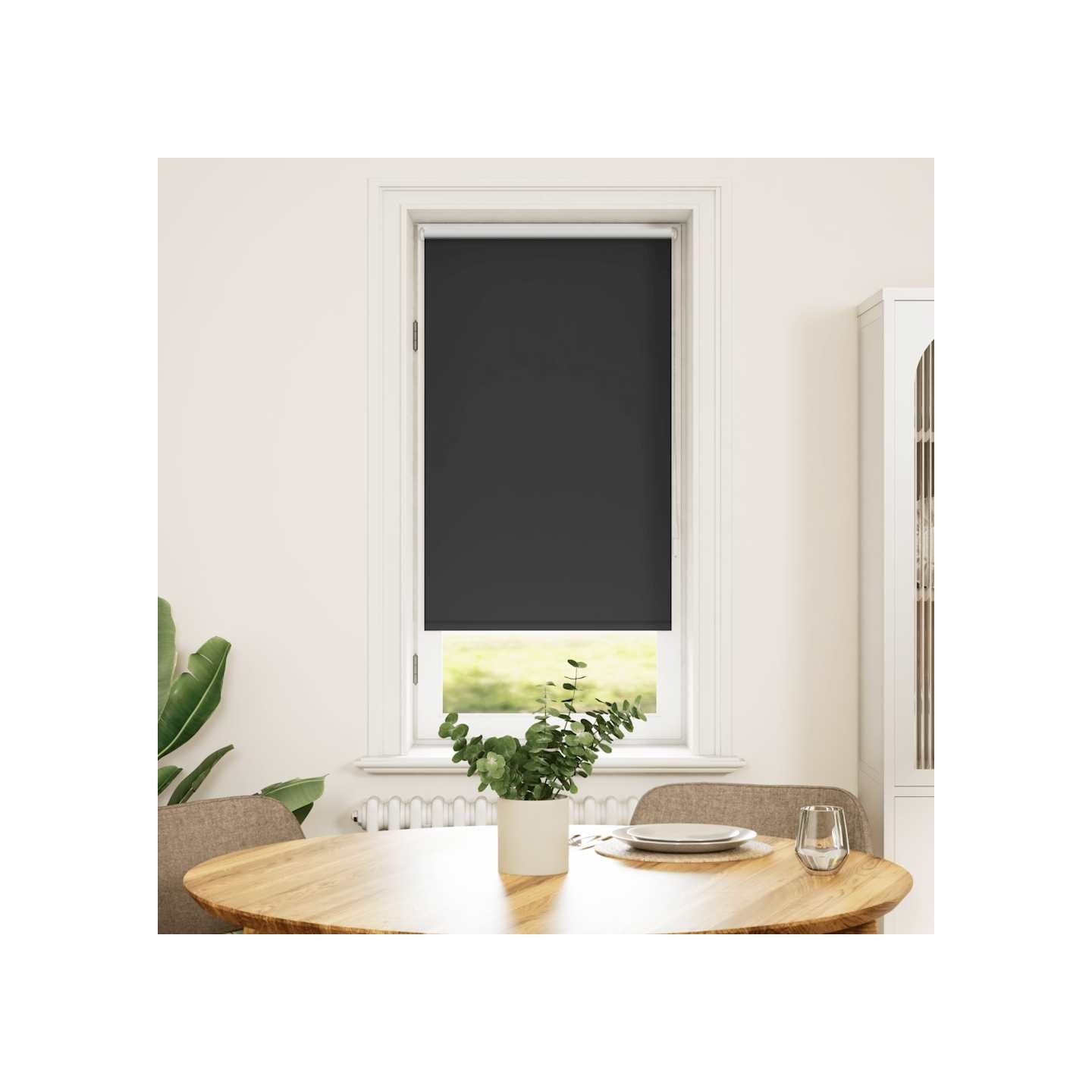 Store enrouleur occultant 44,4x100 cm tissu de 40 cm noir