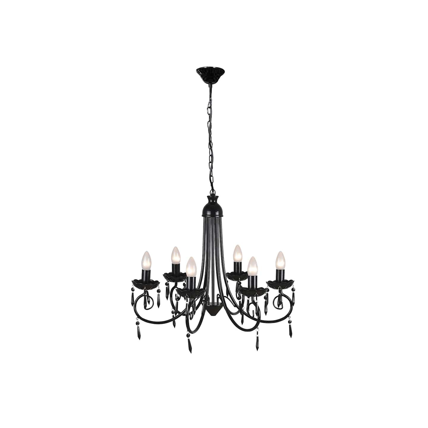 Lustre suspendu Noir 6 douilles d'ampoule