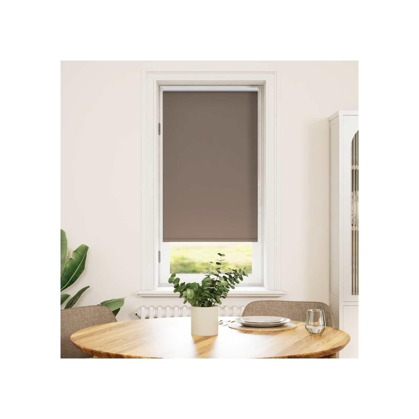 Store enrouleur occultant 44,4x100cm tissu de 40cm couleur café