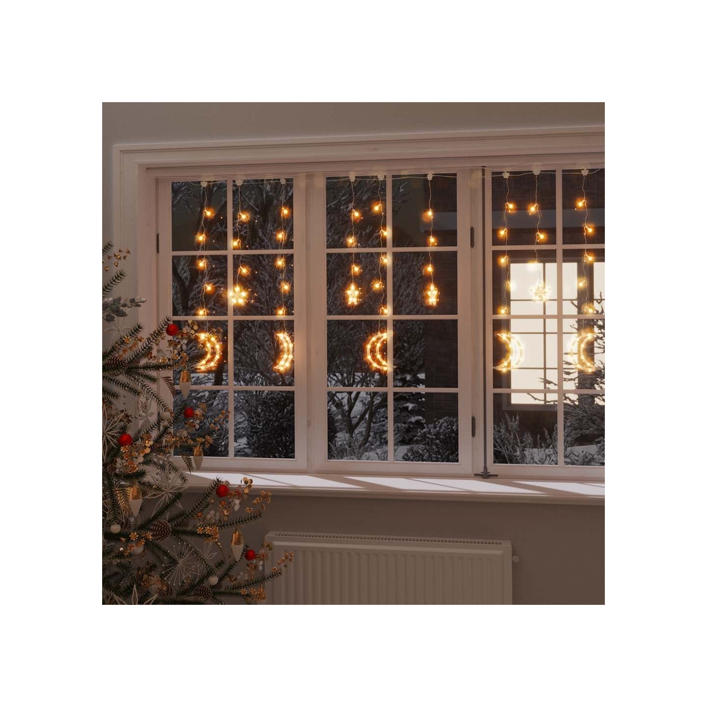 Guirlande lumineuse étoile et lune avec télécommande 138 LED