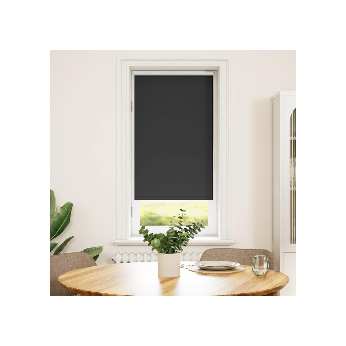 Store enrouleur occultant 64,4x120 cm tissu de 60 cm noir