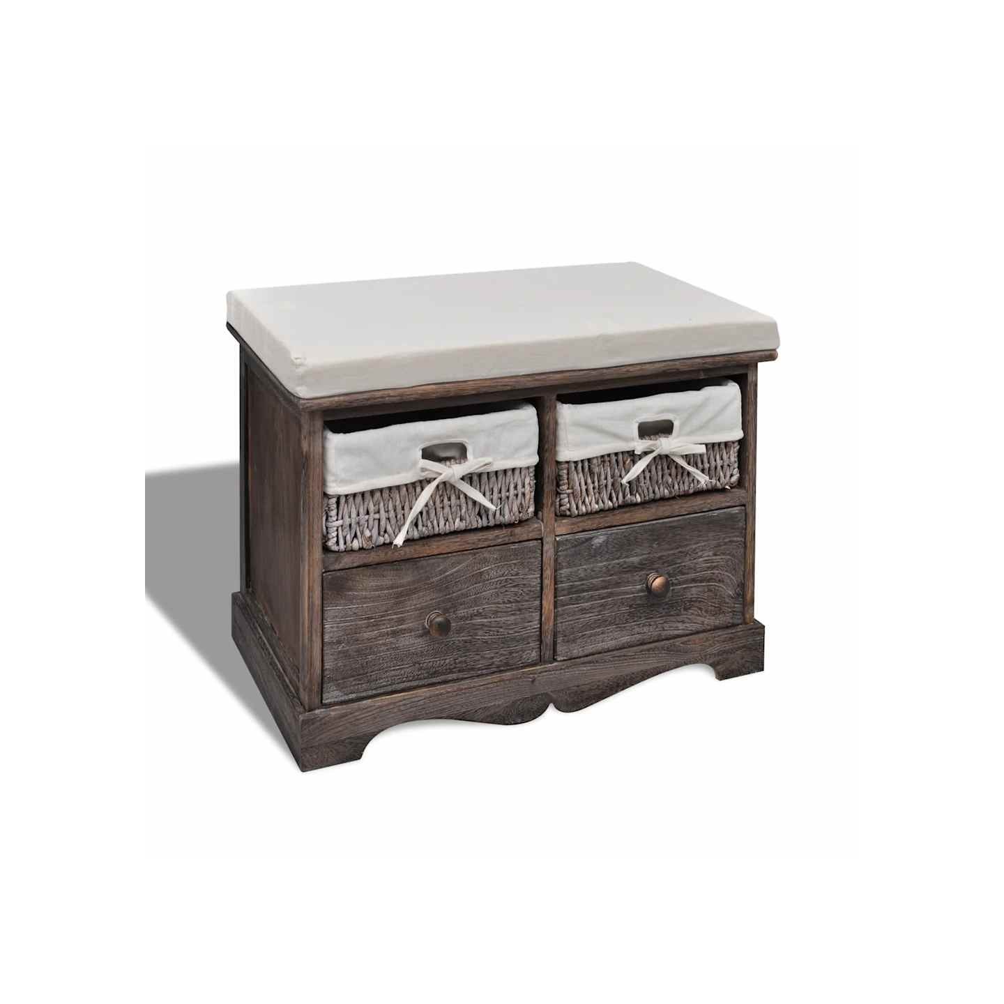 Banc de rangement Marron 62x33x42 cm Bois de paulownia
