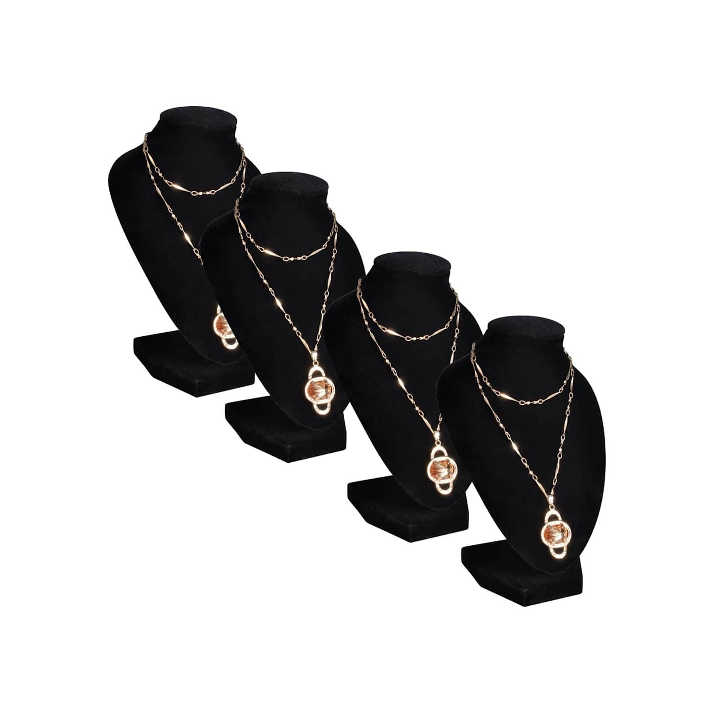Présentoir buste d'exposition pour colliers en flanelle 4 pcs