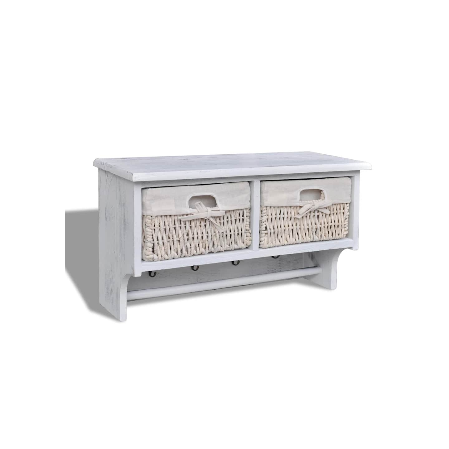 Porte-manteau Blanc 60x23,5x33 cm Bois de Paulownia