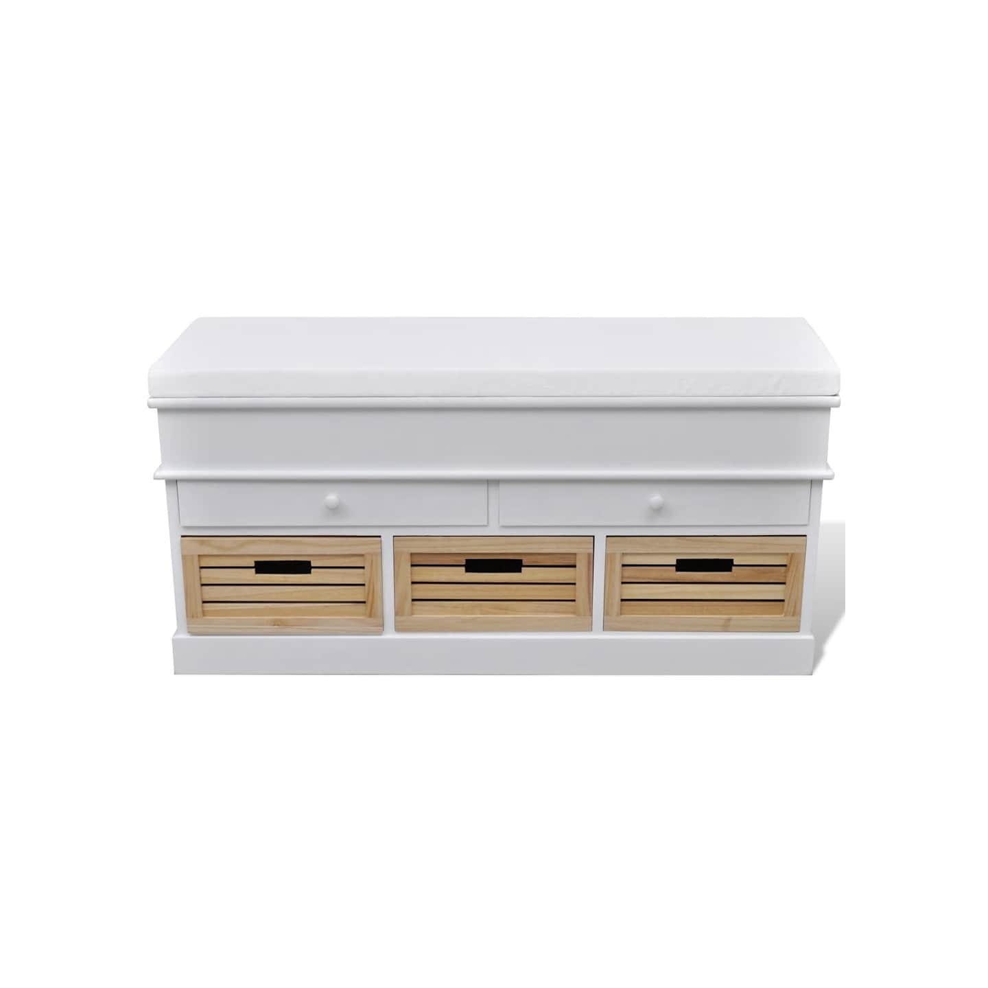 Banc d'entrée et de rangement avec coussin 2 tiroirs Blanc
