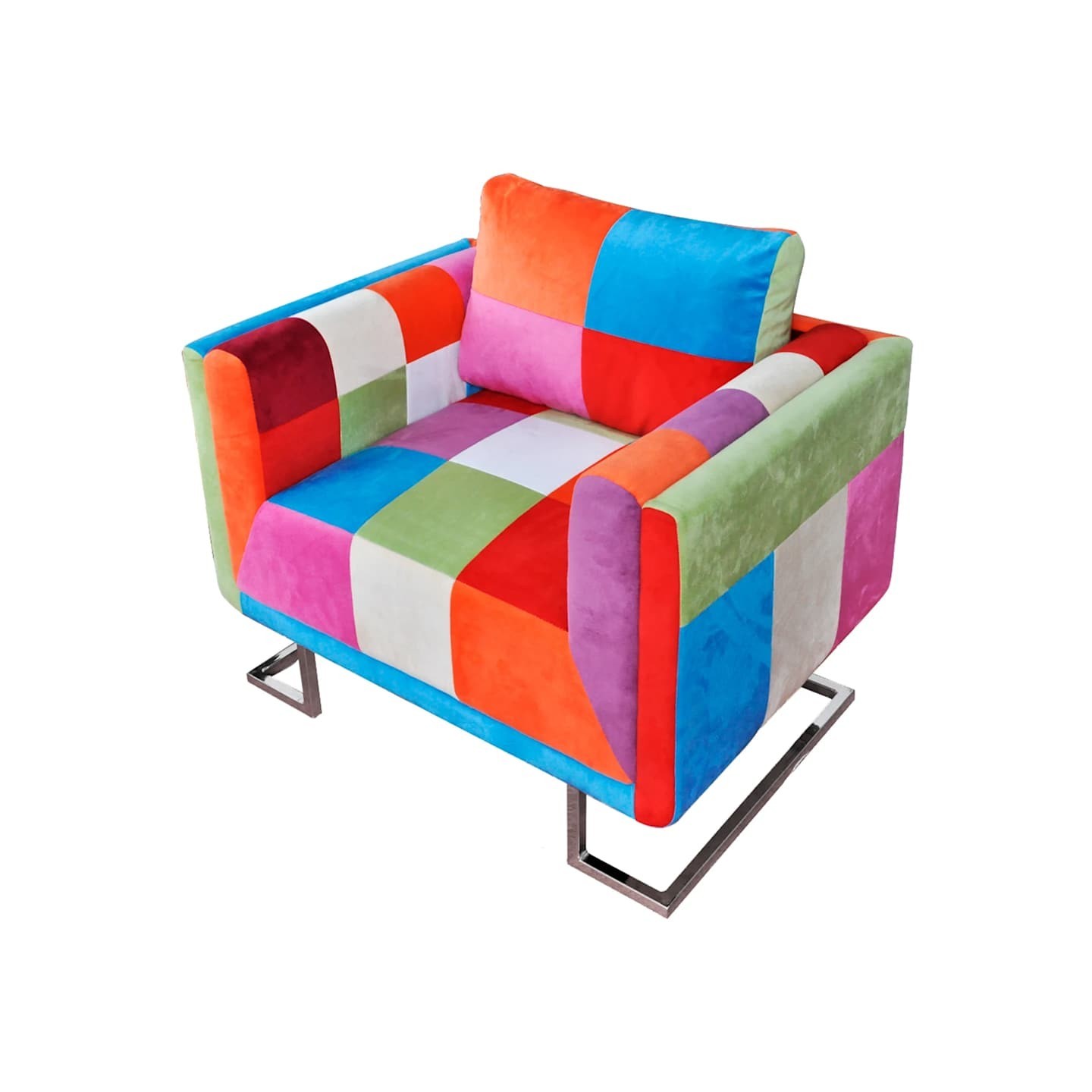 Fauteuil cube avec design de patchwork Chrome Tissu