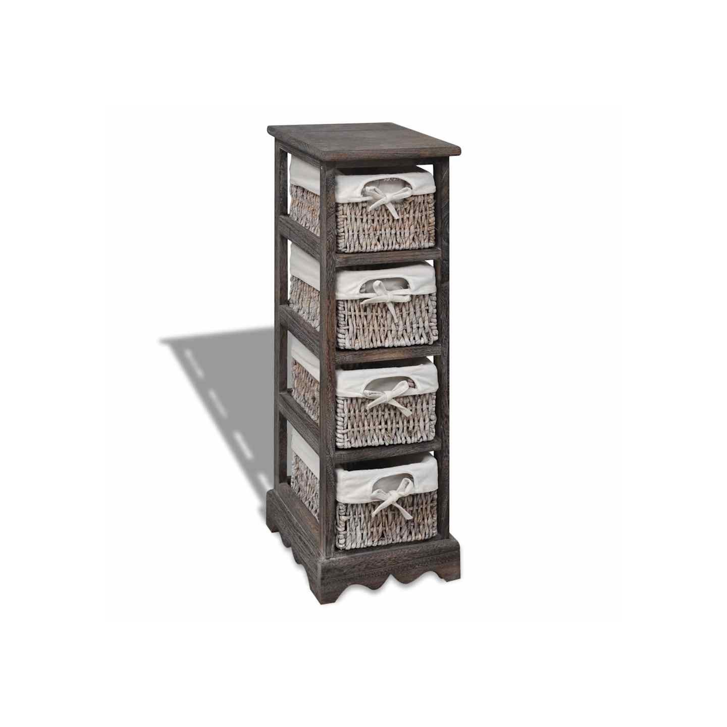 Étagère de rangement Bois Marron 4 paniers en tissage