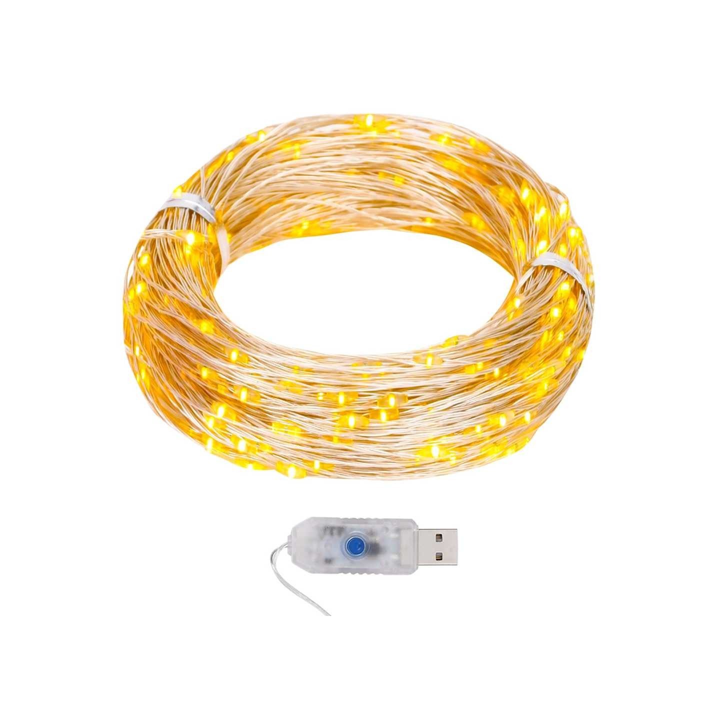 Guirlande lumineuse micro LED 40m 400LED blanc chaud 8fonctions
