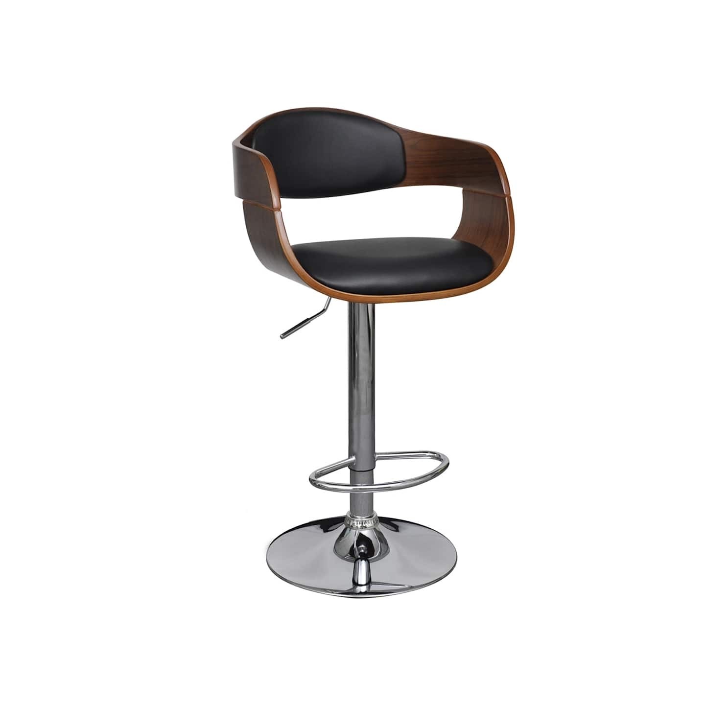 Tabouret de bar bois courbé et similicuir