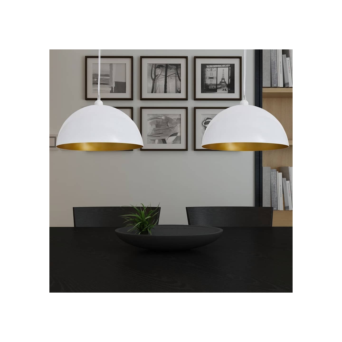 Plafonnier 2 pcs Hauteur réglable Semi-sphérique Blanc