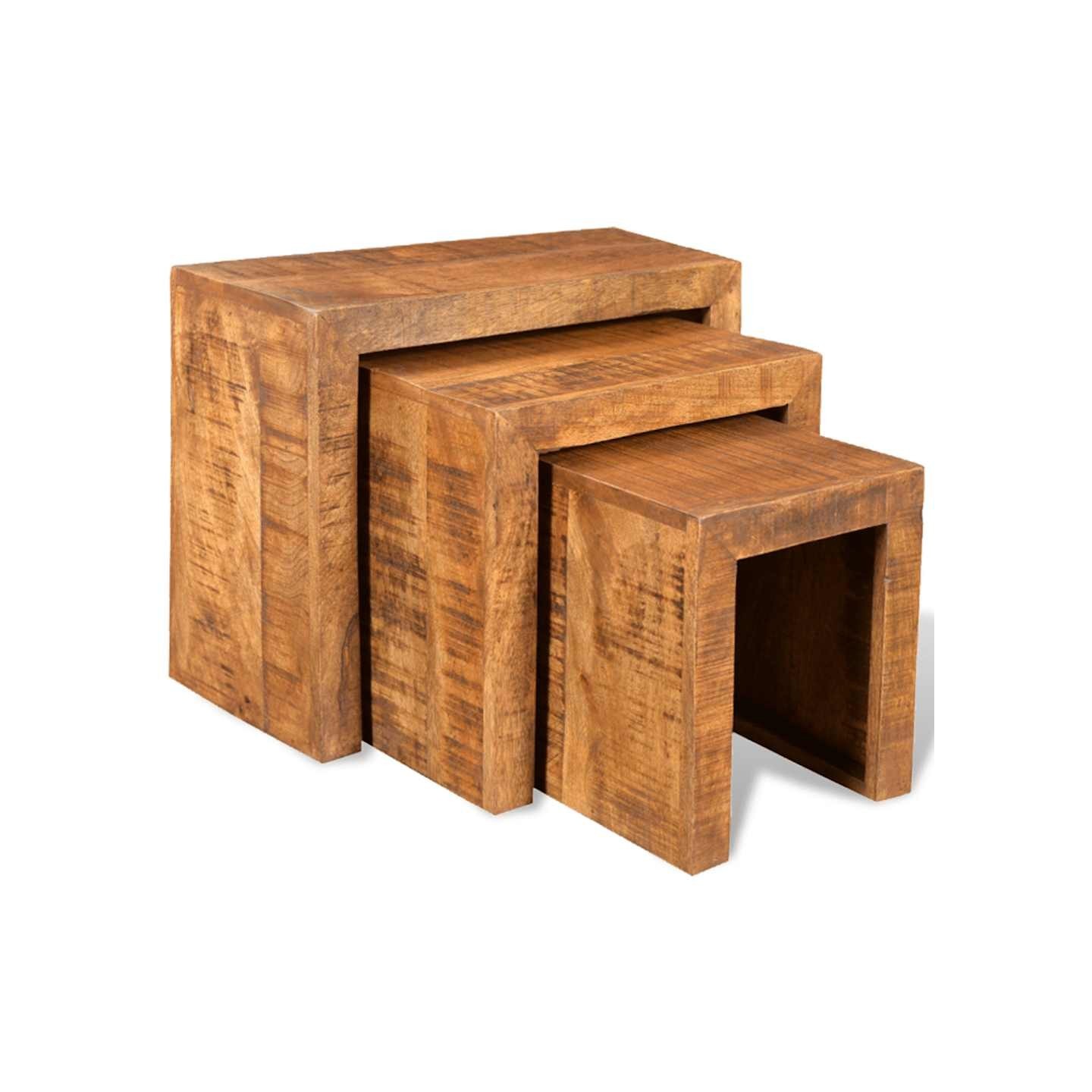 Table gigogne 3 pcs Bois massif de manguier