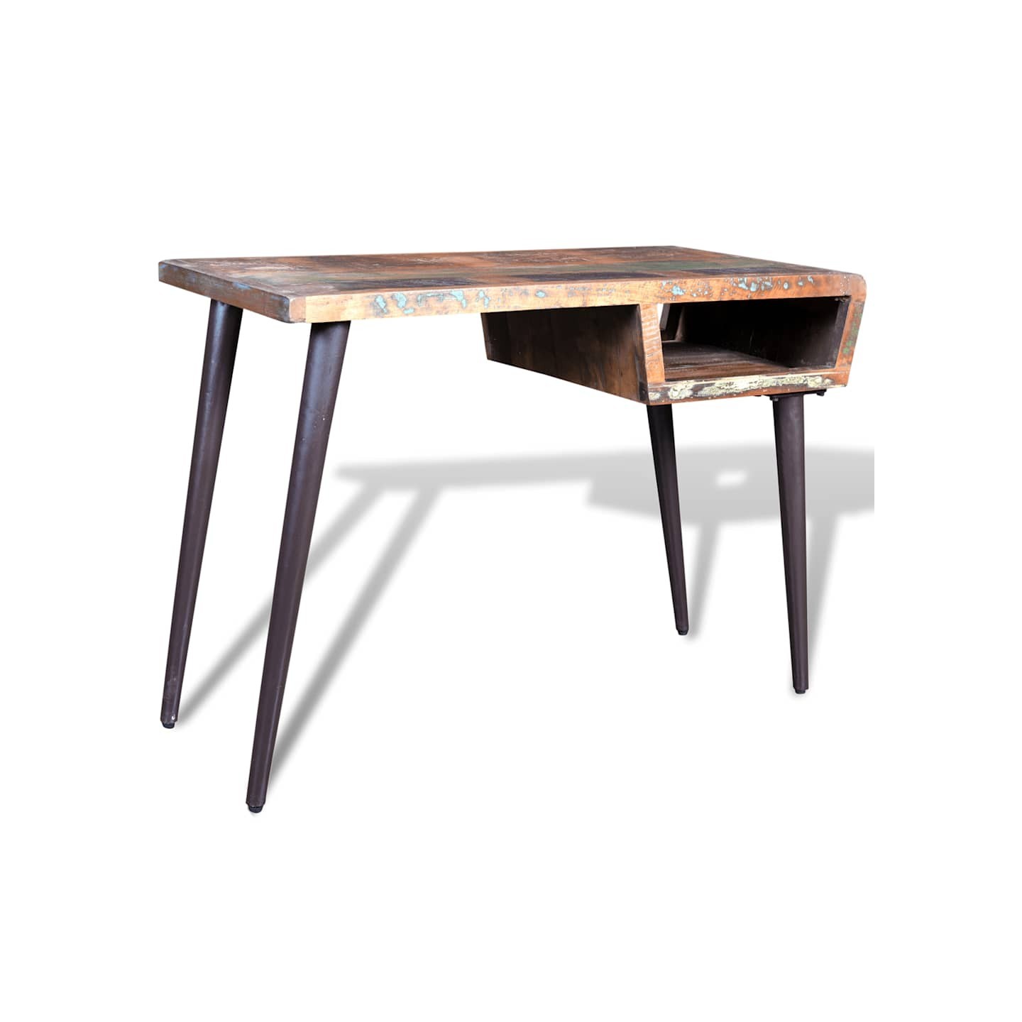 Bureau avec pieds en fer Bois de récupération