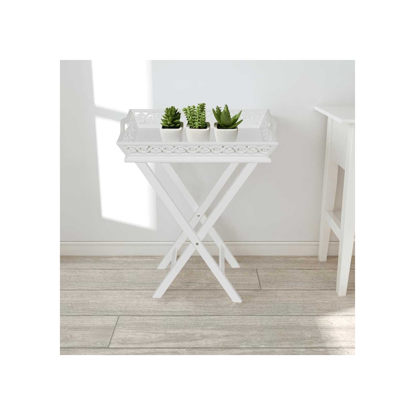 Table d'appoint avec plateau Blanc