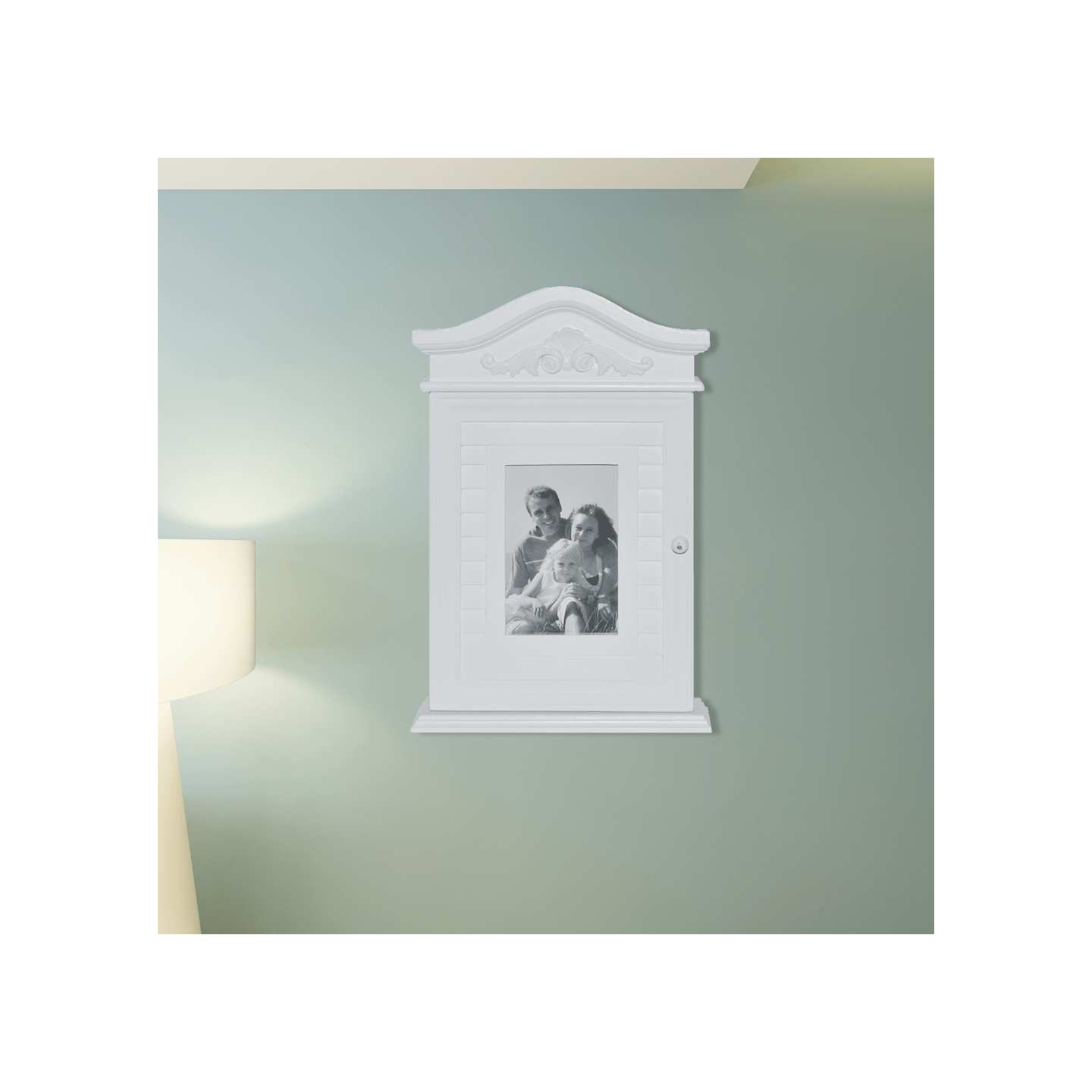 Armoire à clés avec cadre photo Blanc