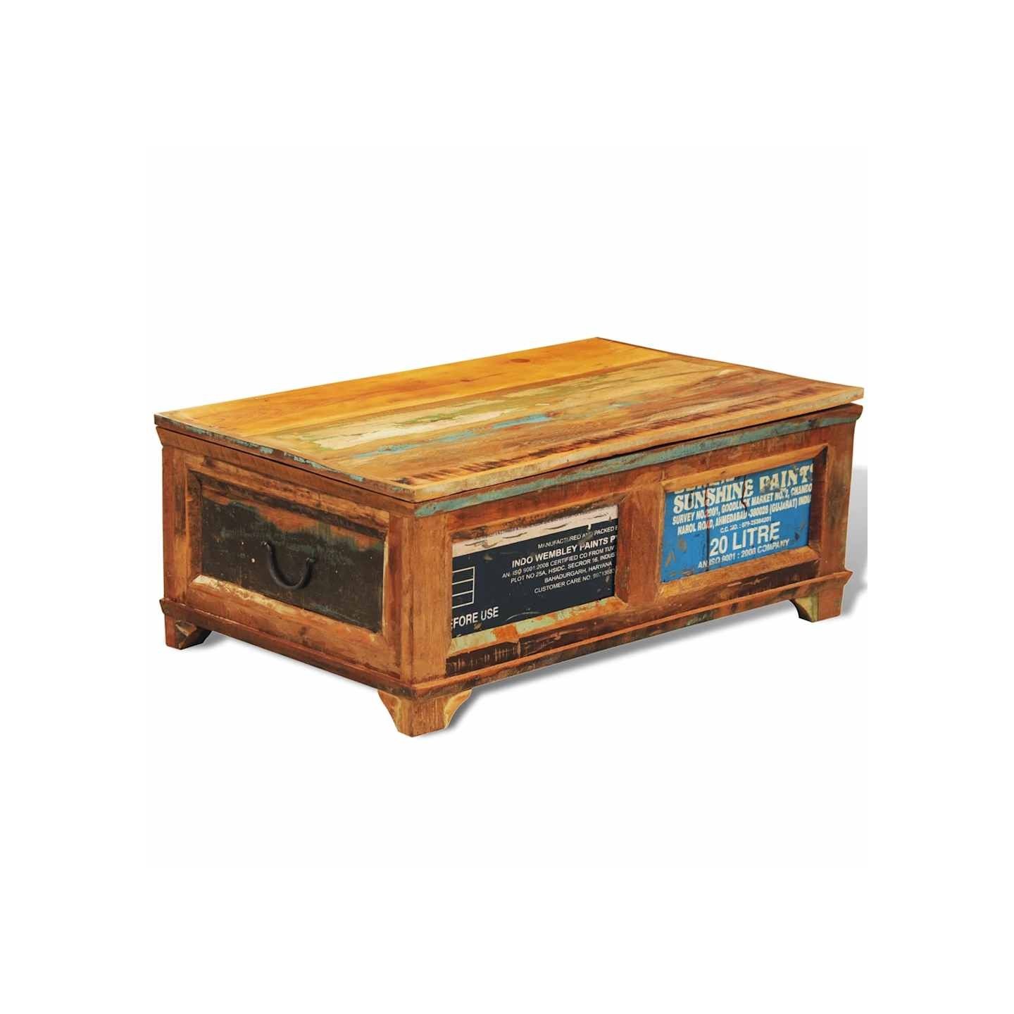 Table basse avec espace de rangement vintage Bois recyclé