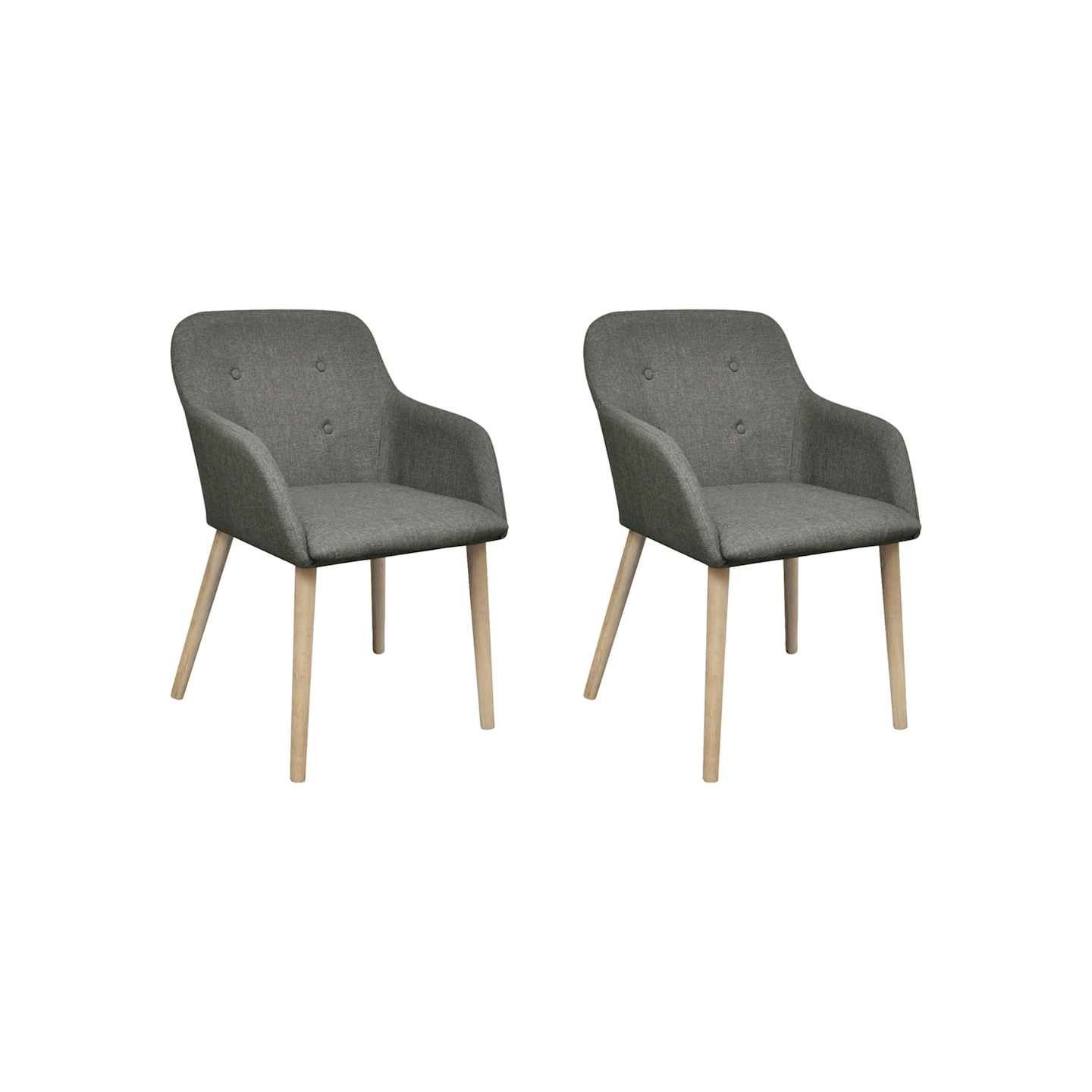 Chaises à manger lot de 2 gris clair tissu et chêne massif