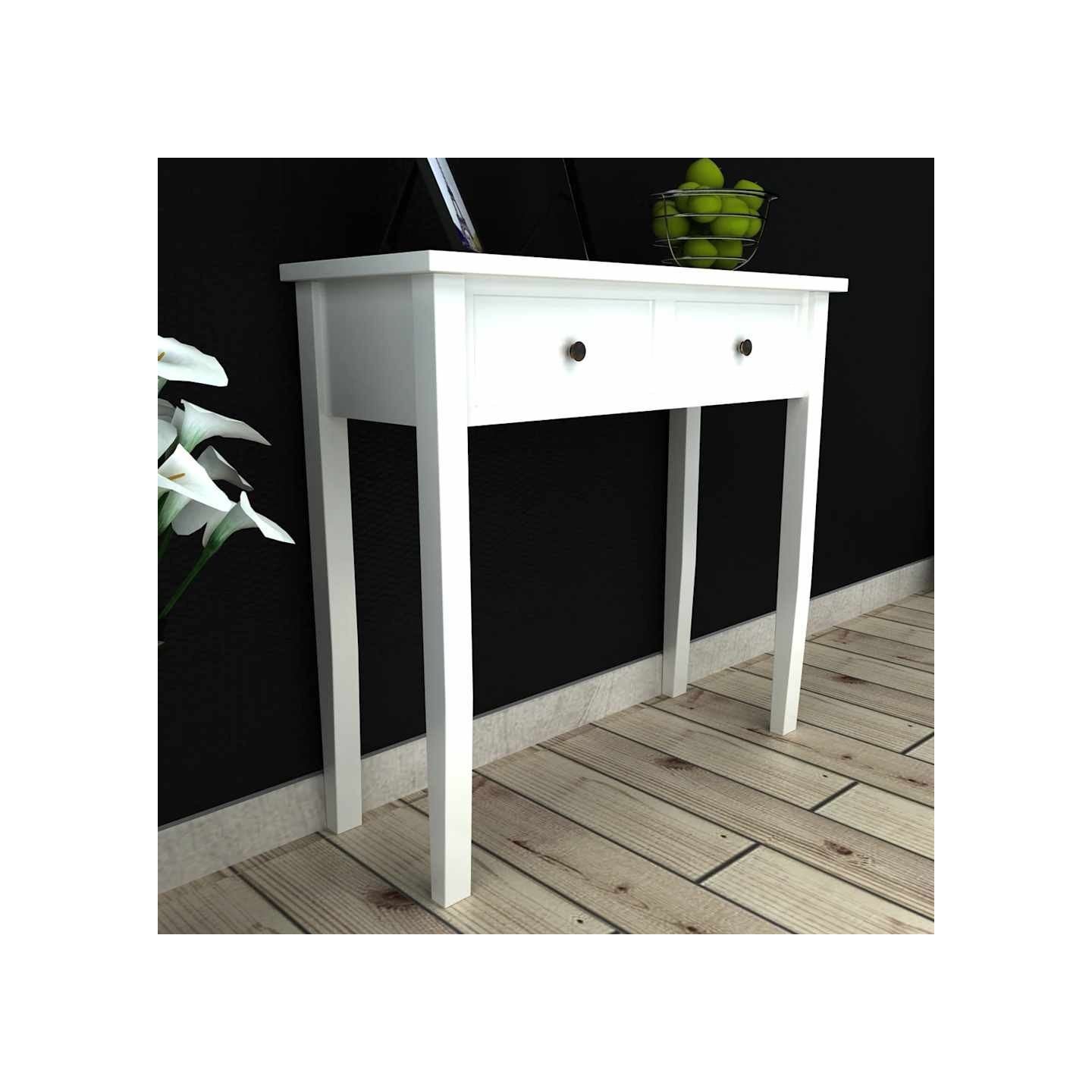 Table de console et coiffeuse avec 2 tiroirs Blanc