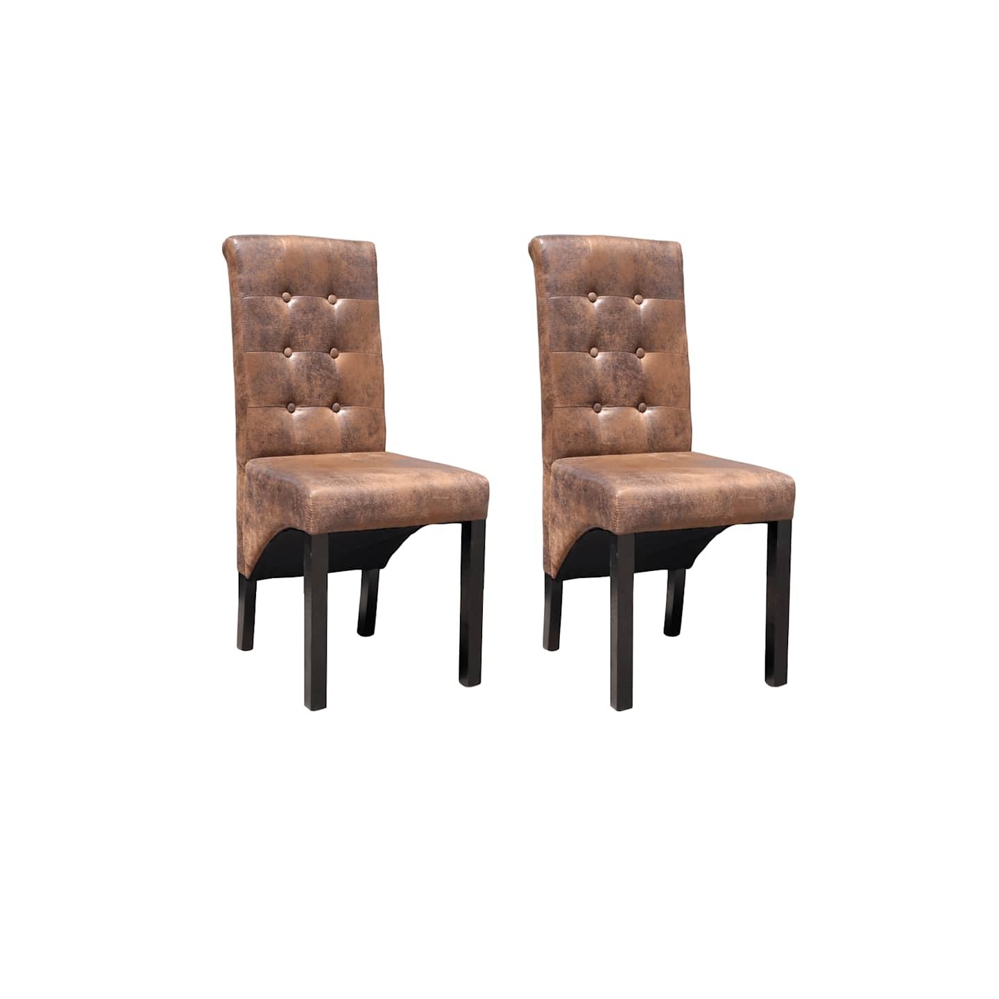 Chaises à manger lot de 2 marron similicuir