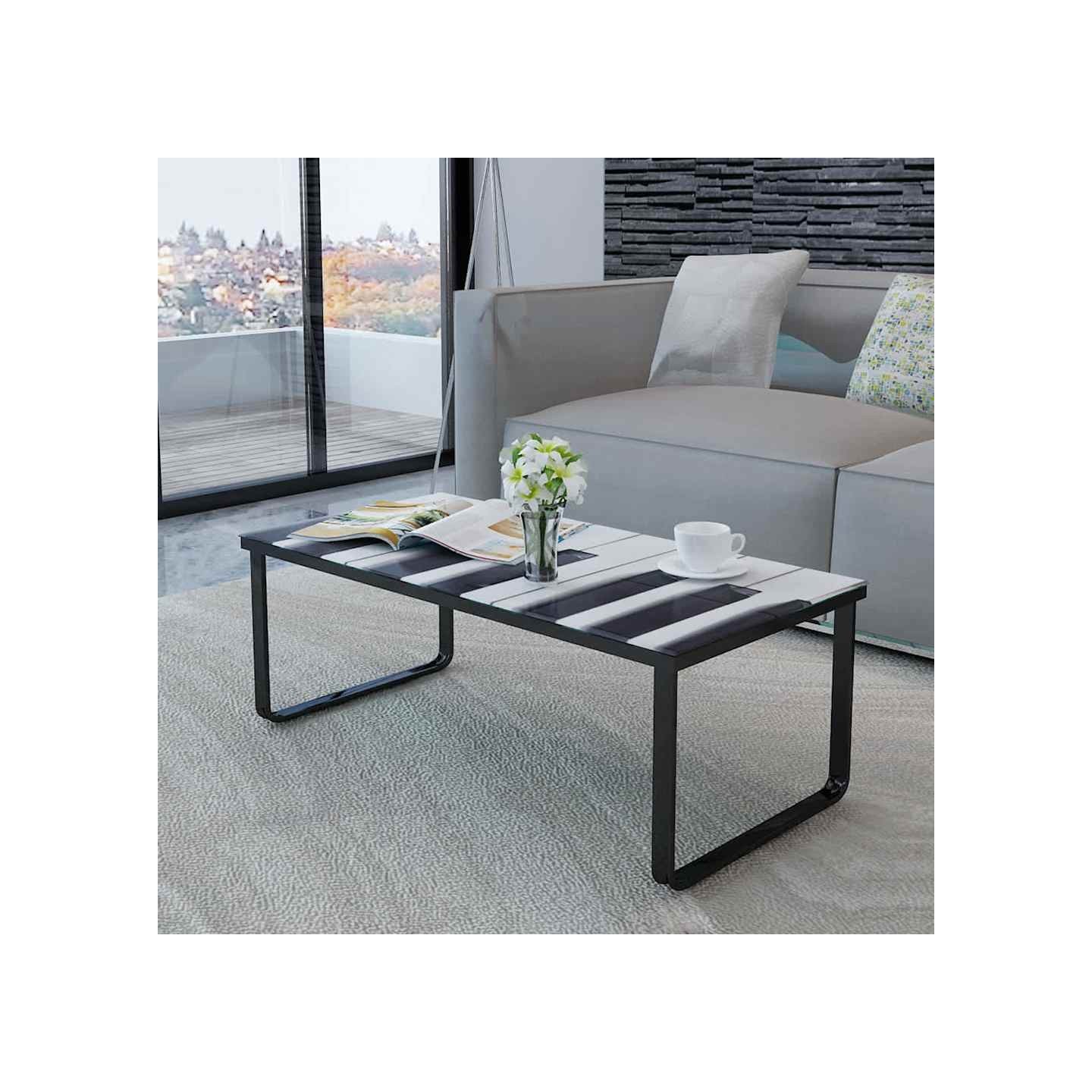 Table basse avec impression de piano Dessus de table en verre