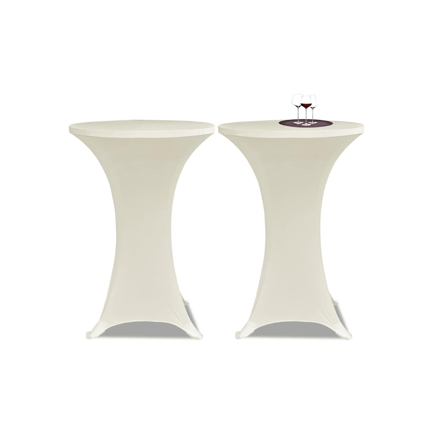 Housse de table Ø 80 cm Crème extensible 2 pcs