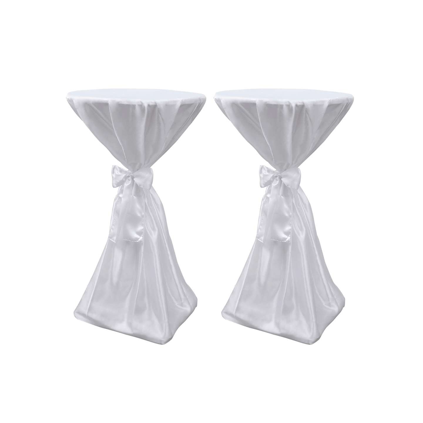 Housse de table blanche avec ruban 80 cm 2 pièces