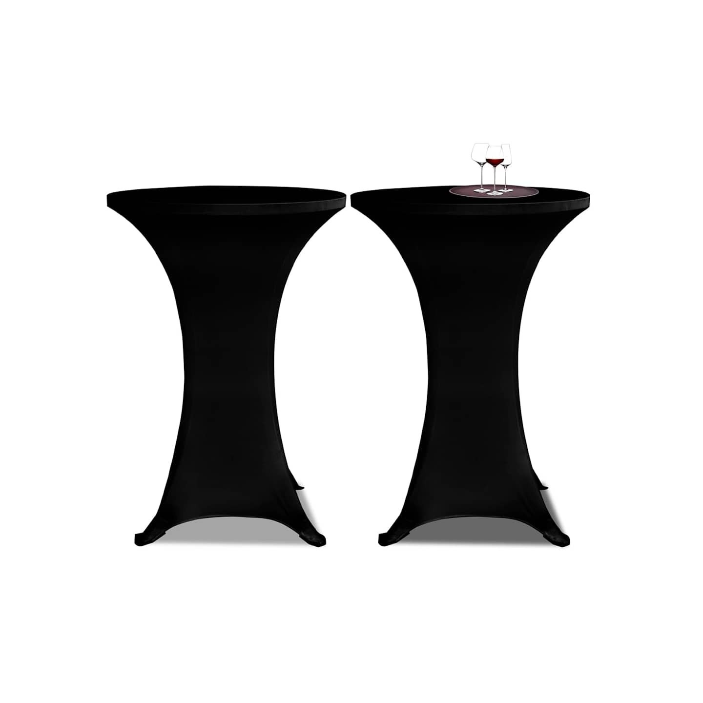 Housses élastiques de table Ø 80 cm Noir 2 pcs