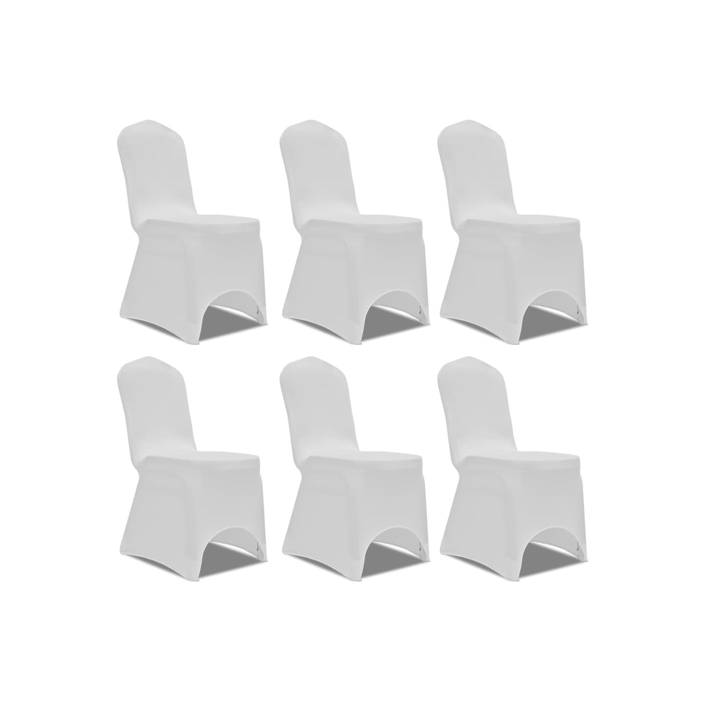 Housse blanche extensible pour chaise 6 pièces