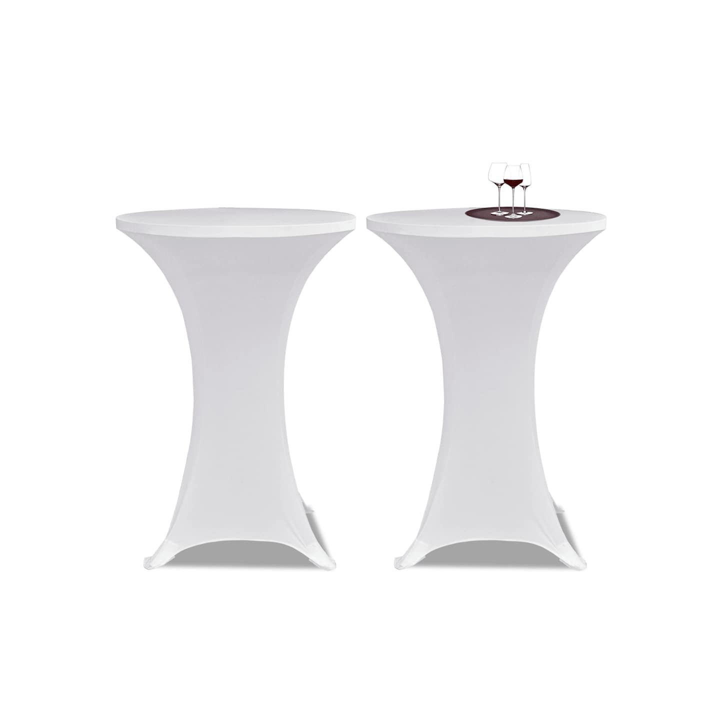 Housse de table Ø 70 cm Blanc extensible 2 pcs