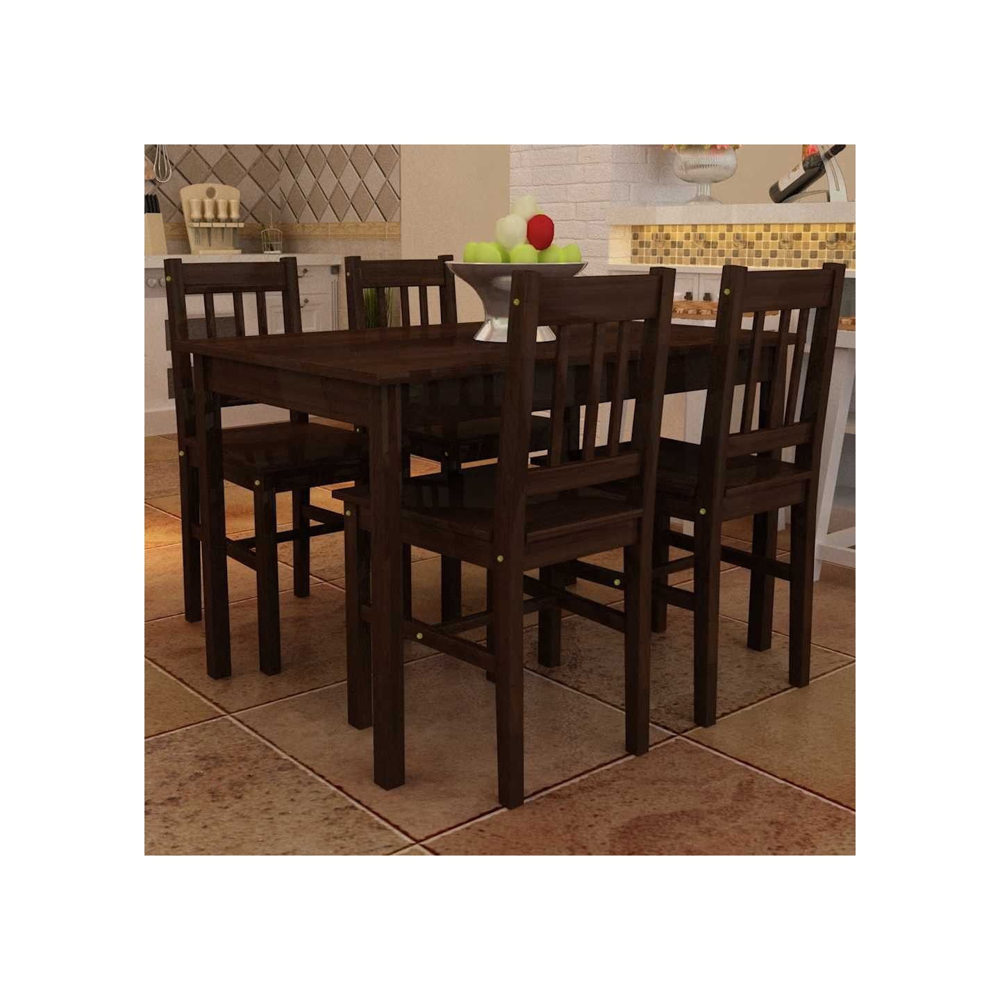 Table de salle à manger avec 4 chaises Marron