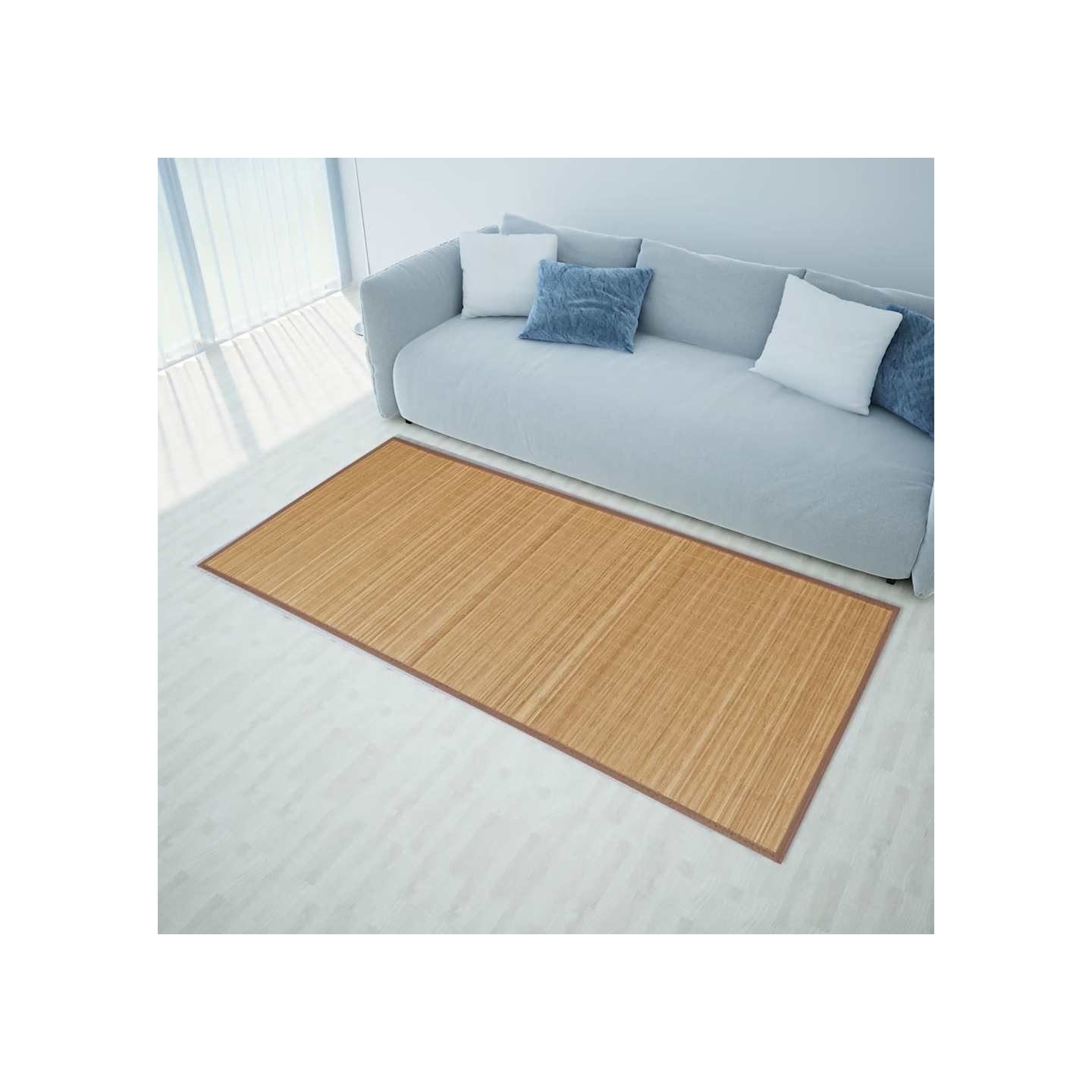 Tapis en bambou marron à latte rectangulaire 120 x 180 cm