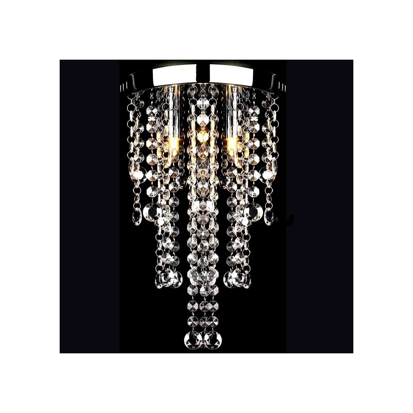 Plafonnier avec perles de cristal Blanc Métal