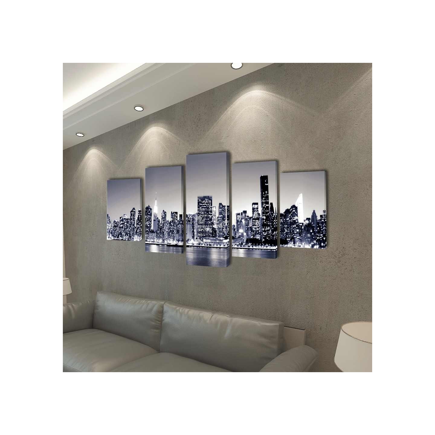 Set de toiles murales imprimées Horizon de New York monochrome