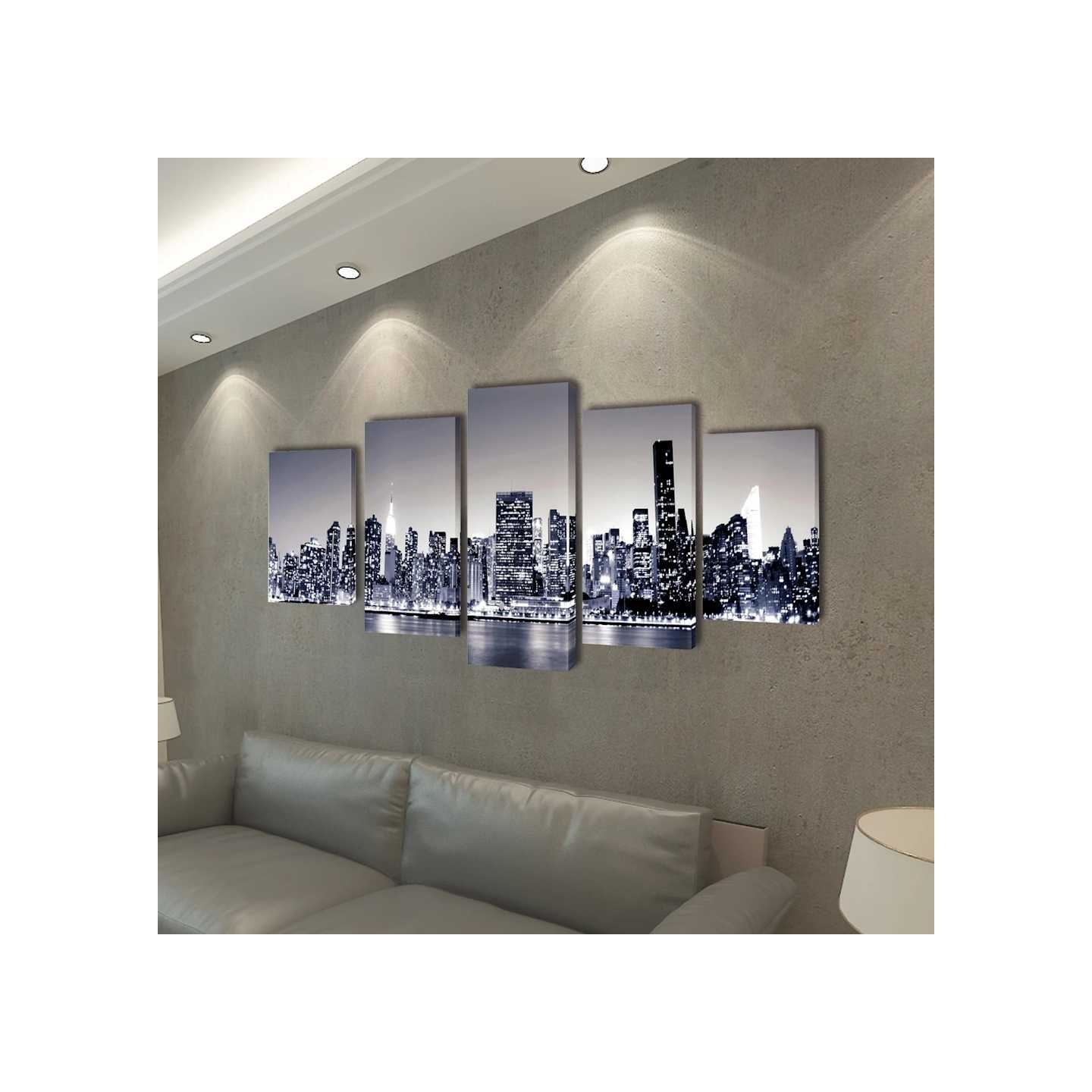 Set de toiles murales imprimées Horizon de New York monochrome