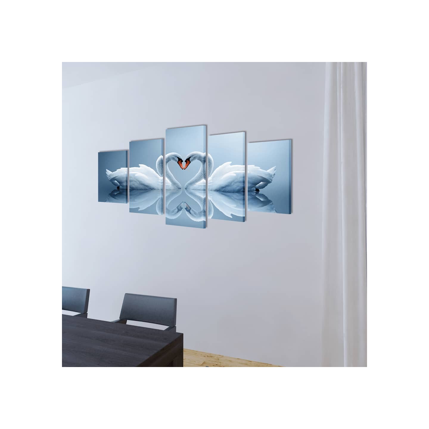Set de toiles murales imprimées Cygnes 200 x 100 cm