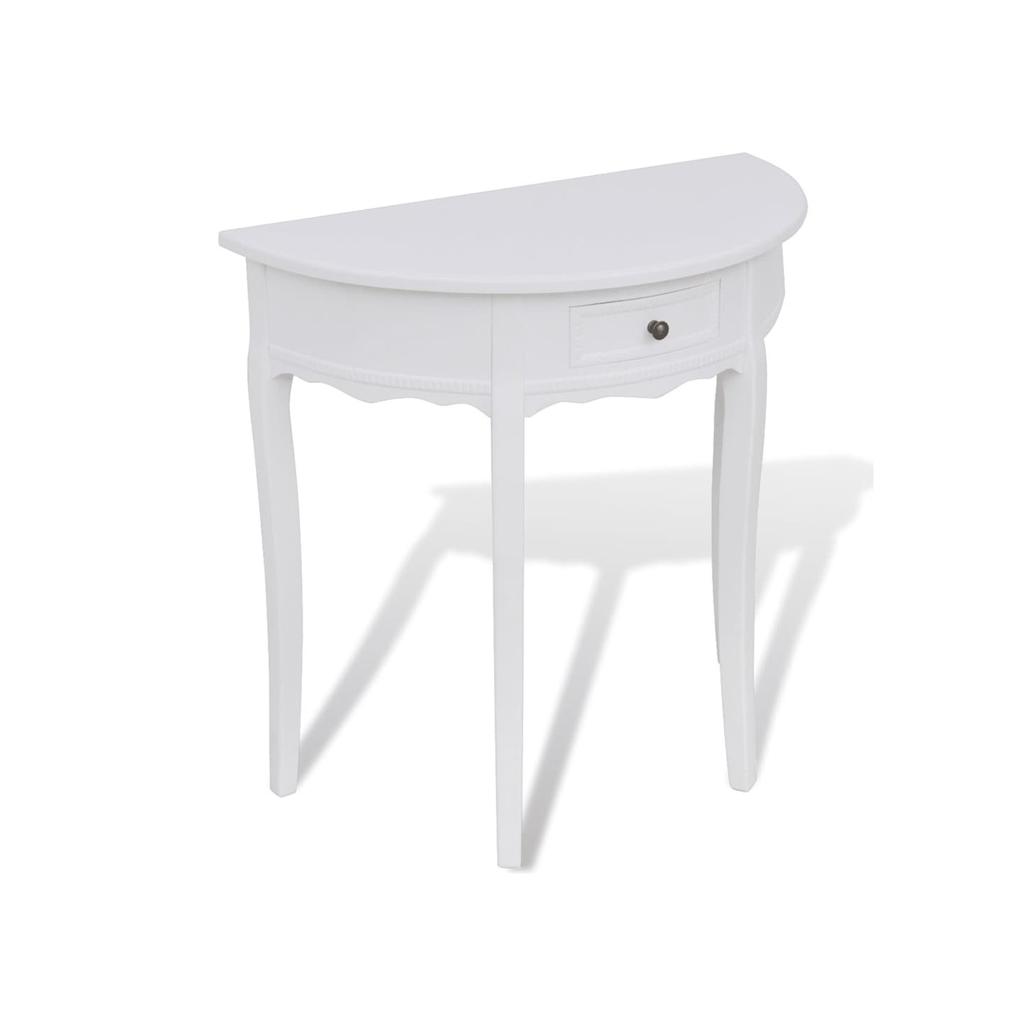 Table console avec tiroir Demi-ronde Blanc