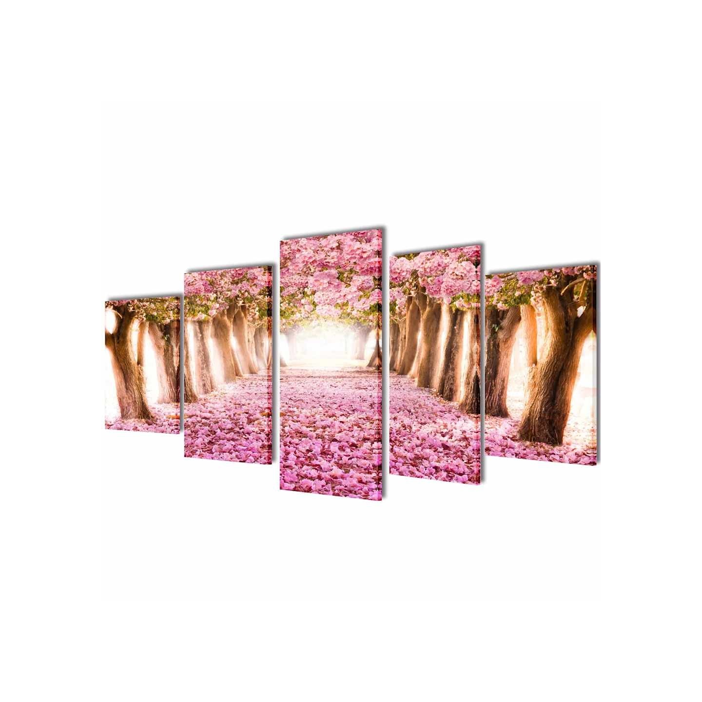 Set de toiles murales imprimées Cerisiers en fleurs 100 x 50 cm