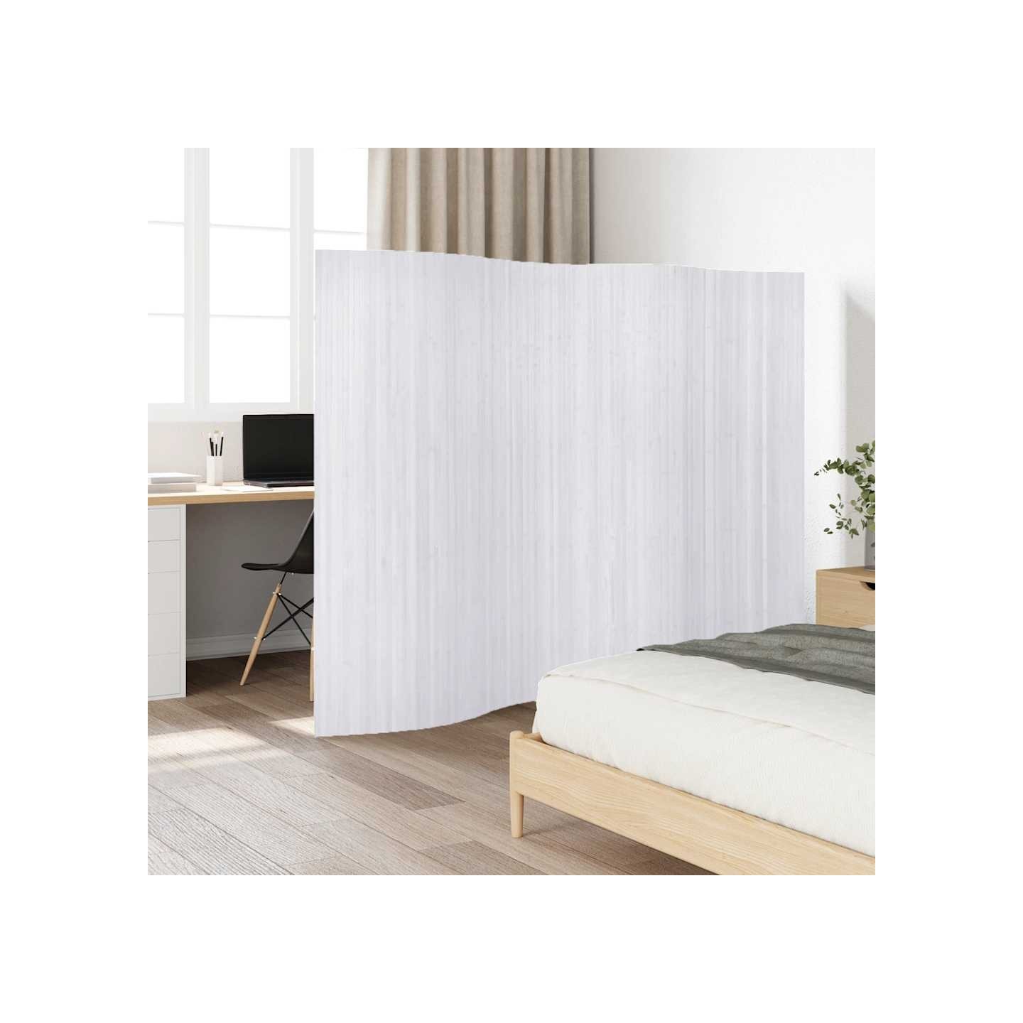 Cloison de séparation bambou blanc largeur 250 cm hauteur 165 cm
