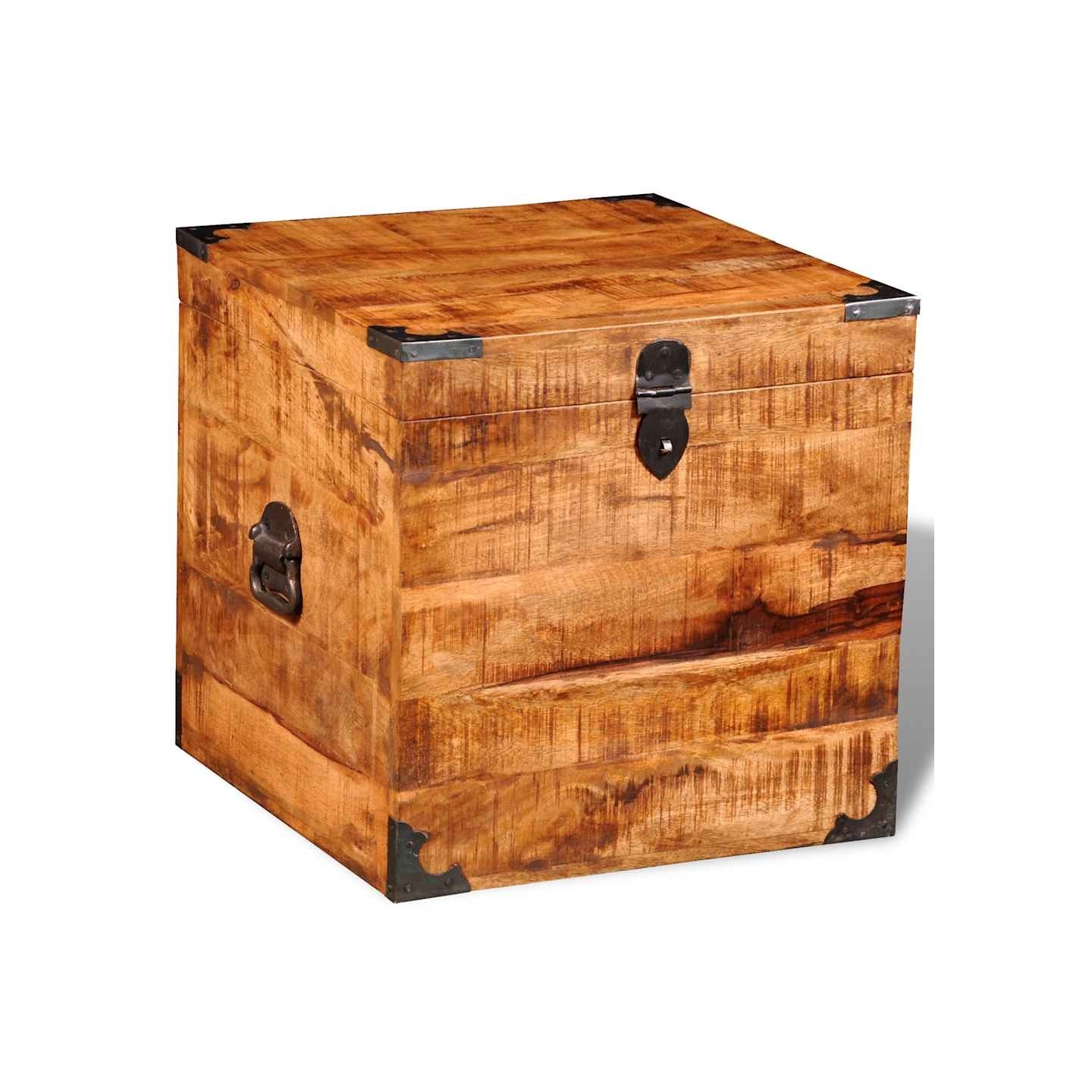 Coffre de rangement cubique Bois de manguier brut