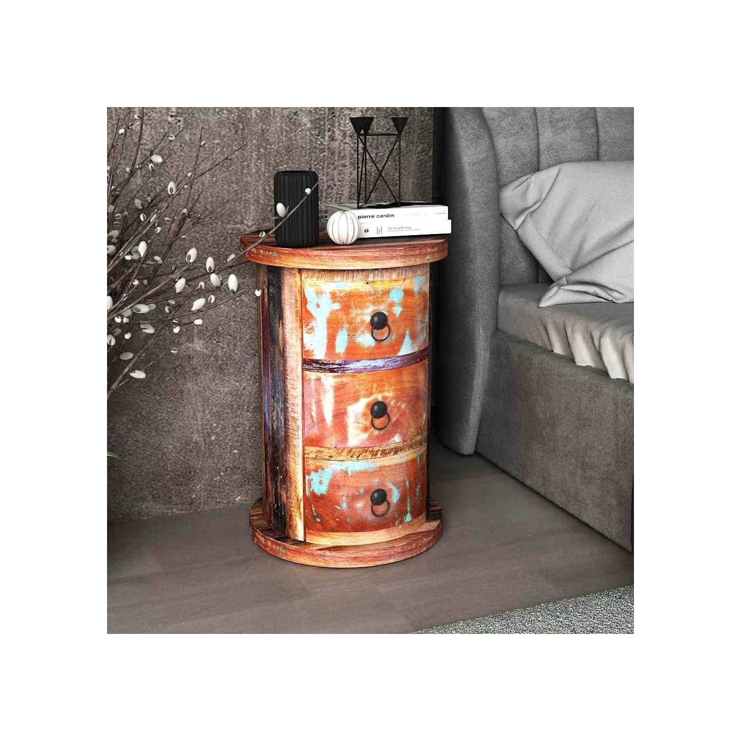Armoire avec 3 tiroirs Bois de récupération massif