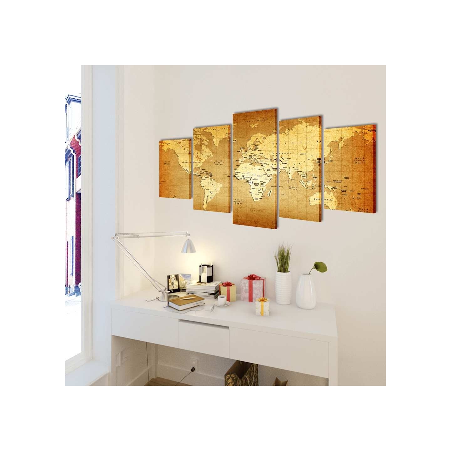 Set de toiles murales imprimées "Carte du monde" 200 x 100 cm