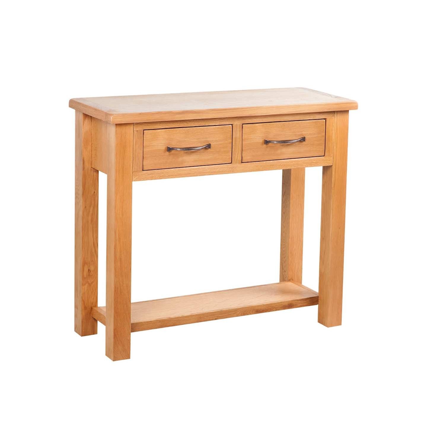 Table console avec 2 tiroirs 83x30x73 cm Bois de chêne massif